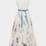Vestido Midi sin Mangas con Estampado Floral y Plisado