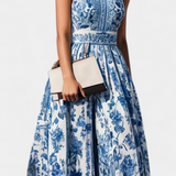 Vestido A-Line Estampado Floral con Cuello Solapa