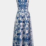 Vestido A-Line Estampado Floral con Cuello Solapa