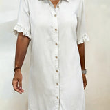 Vestido Camisero Denim con Volantes