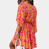 Vestido Mini con Nudo Frontal y Volantes