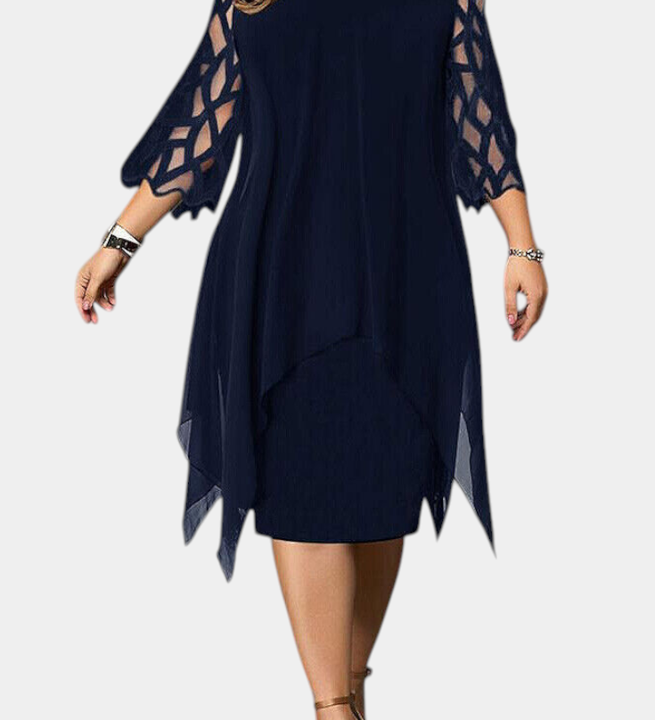 Vestido Talla Grande con Mangas de Encaje