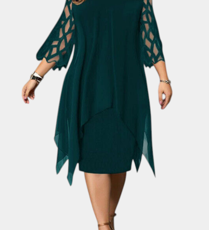 Vestido Talla Grande con Mangas de Encaje
