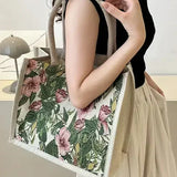 Bolsa de Yute con Estampado Floral