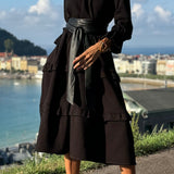 Vestido Sudadera con Volantes y Silueta Casual-Chic