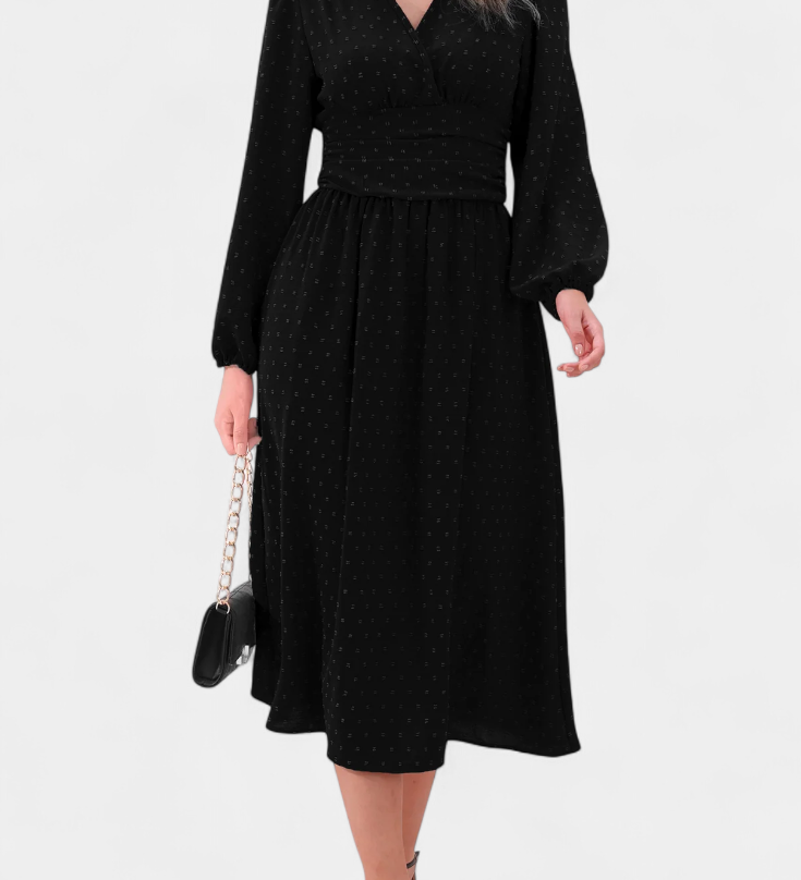 Vestido Midi de Oficina con Lunares Suizos