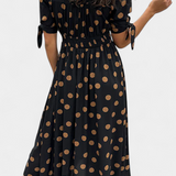 Vestido Midi de Lunares con Escote en V Profundo