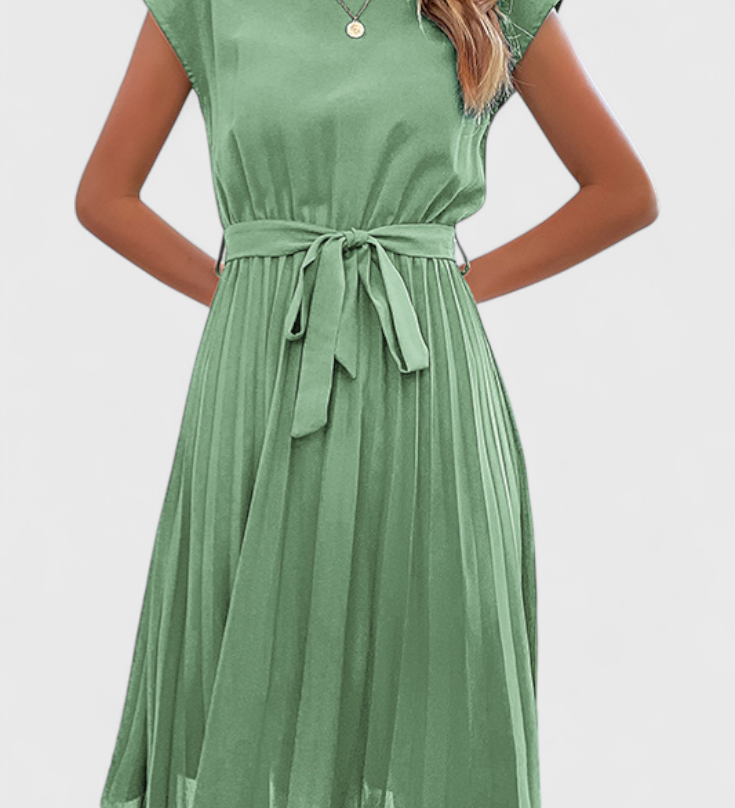 Vestido Midi Elegante de Tejido Ligero y Corte Fluido