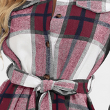 Vestido Camisero Mini de Cuadros con Cinturón