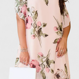 Vestido de Gasa Fluida con Pétalos y Mangas Transparentes