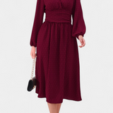 Vestido Midi de Oficina con Lunares Suizos