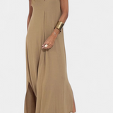 Vestido Maxi sin Mangas en Color Liso y Silueta Elegante