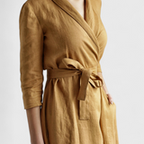 Vestido Midi Vintage de Algodón y Lino con Cuello de Solapa