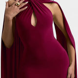 Vestido Maxi con Escote Halter y Corte en Forma de Llave