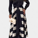 Vestido Camisero Largo a Rayas con Cinturón