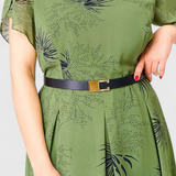 Vestido Midi de Chifón Verde con Corte en A