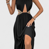 Vestido Midi Halter con Cortes