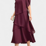 Vestido Asimétrico de Chifón con Silueta Flotante