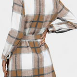 Vestido Camisero Mini de Cuadros con Cinturón