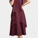 Vestido Asimétrico de Chifón con Silueta Flotante
