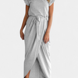 Vestido Midi Envolvente con Abertura Lateral