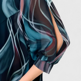 Vestido de Gasa con Estampado Ocean Whirl y Corte Fluido