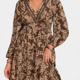 Vestido Maxi Bohemio con Estampado Floral y Mangas Farol