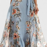 Vestido Midi Floral con Escote en V y Silueta Femenina