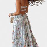 Vestido Floral con Espalda Abierta y Tirantes Finos