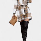 Vestido Camisero Mini de Cuadros con Cinturón