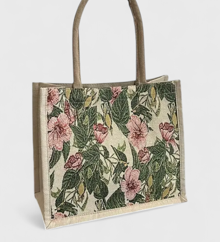 Bolsa de Yute con Estampado Floral