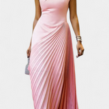 Vestido Maxi Asimétrico sin Mangas con Cuello Mock
