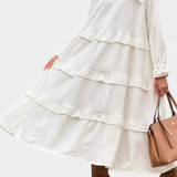 Vestido Sudadera con Volantes y Silueta Casual-Chic