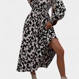 Vestido A-Line de Leopardo con Cintura Ajustable