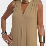 Vestido Maxi sin Mangas en Color Liso y Silueta Elegante