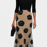 Vestido Midi Elegancia Contrastada