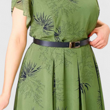 Vestido Midi de Chifón Verde con Corte en A