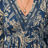 Vestido Maxi Bohemio con Estampado Floral y Mangas Farol