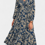 Vestido Maxi Bohemio con Estampado Floral y Mangas Farol