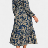 Vestido Maxi Bohemio con Estampado Floral y Mangas Farol