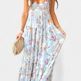 Vestido Floral con Espalda Abierta y Tirantes Finos