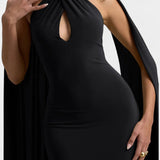 Vestido Maxi con Escote Halter y Corte en Forma de Llave