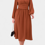Vestido Midi de Oficina con Lunares Suizos
