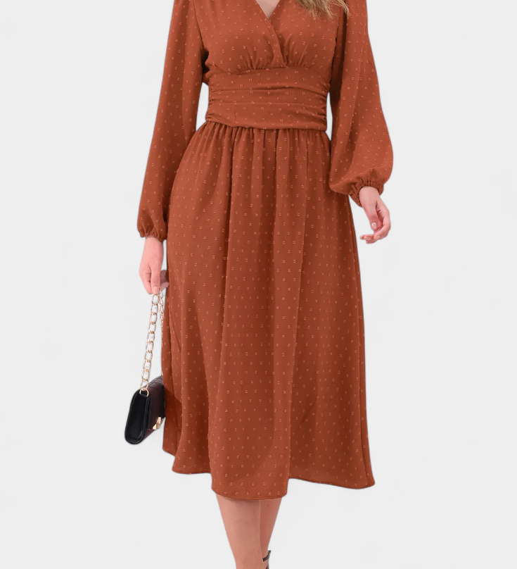 Vestido Midi de Oficina con Lunares Suizos