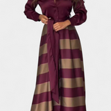 Vestido Camisero Largo a Rayas con Cinturón