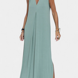 Vestido Maxi sin Mangas en Color Liso y Silueta Elegante