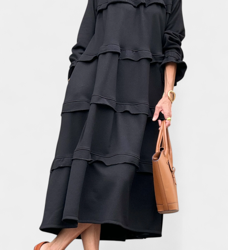 Vestido Sudadera con Volantes y Silueta Casual-Chic