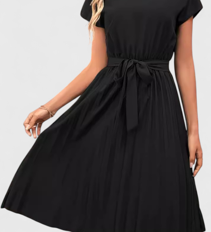 Vestido Midi Elegante de Tejido Ligero y Corte Fluido