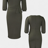 Vestido Midi Ajustado con Mangas Abullonadas
