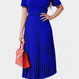 Vestido Midi de Trabajo con Cinturón y Plisados